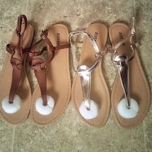2PR. LOT JUST FAB SUMMER SANSALS ROSE GOLD & BROWN SIZE 8.5